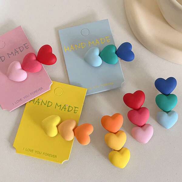 2 Stück matte herzförmige Haarclips, süße und hübsche einfarbige Alligator Haarclips, Haaraccessoires für Frauen zum Valentinstag, Haar-Klammern, Haar-Klauen, Haar-Barretten
