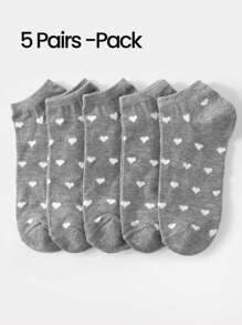 5/10/20/40 Pairs Women/Men/Kids 3-8 Years Old/Family Matching Short Socks, Black & Grey Series With Bow, Heart, Stripe, Polka Dot Patterns, Versatile & Comfortable, Suitable For Students, Adults, Gifts, Daily Wear (Multiple Combinations Available), Randomly Shipped