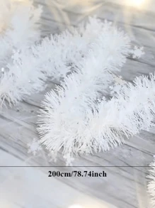 1 Stück 200 cm Weihnachts-Schneeflocken Plüsch Dekoration Stange, Weihnachtsdekoration für Zuhause, weiße Kunststoff-Schneeflocken Streifen Dekoration, Weihnachten