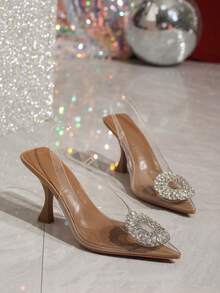 Giày Sandal Nữ Cao Gót Mới, Giày Cao Gót Mũi Nhọn, Thiết Kế Đơn Giản, Sử Dụng Dự Tiệc/Cưới - Màu be - Xem 3