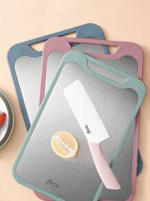 1pc Stainless Steel & Plastic Dual-Sided Cutting Board, Large Multifunctional Chopping Mat And Rolling Pin