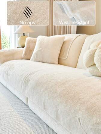 1 件加厚毛绒沙发垫，防滑、防刮、简约、现代、防尘、易清洁、宠物友好，适用于卧室、办公室、客厅 L 型沙发和 1/2/3/4 座