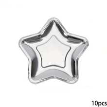 10 件金色和银色星形一次性纸盘，圣诞节和新年派对装饰品 - 多色 - 查看 9