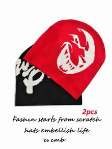 2 Chiếc Mũ Dệt Kim Nữ Mũ Dệt Kim Nam Unisex Đan Hợp Thời Trang Mũ Không Vành Hoạt Động Ngoài Trời Y2k Hip Hop Gothic Đạp Xe Bốn Mùa - A - Xem 8