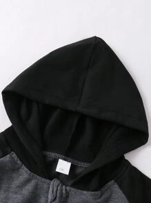 Tween Boy 秋季拼色连帽拉链夹克，保暖外套