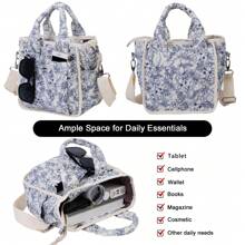Multifunctional Quilted Floral Handbag For Women - Cute Coquette Aesthetic, Crossbody Bag For Daily Casual Use And Outdoor Travel - Bông hoa màu đen - Xem 3