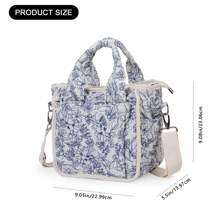 Multifunctional Quilted Floral Handbag For Women - Cute Coquette Aesthetic, Crossbody Bag For Daily Casual Use And Outdoor Travel - Bông hoa màu đen - Xem 2