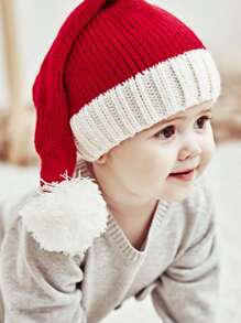 1pc Cute Christmas Santa Hat, Kids Warm Knitted Beanie For Autumn/Winter - Wool Cap - View 5