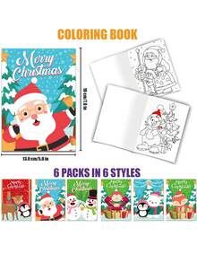 6 Christmas Coloring Books - Christmas Crafts Party Bags Or Xmas Stocking Fillers - Multicolor - View 2