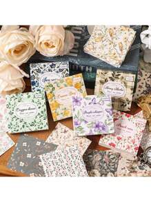 100 Stücke Fächer Form Blumen Garten Handtuch Aufkleber Material, dieses Vintage Notizpapier Material ist nicht selbstklebend