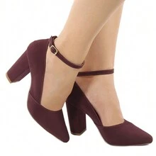 Scarpin Dravanna High Heel Block Wave Wine - 酒紅色 - 查看 2