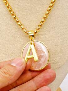 Letter "A" Pendant Necklace - 金色 - 查看 4