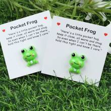 1 pieza/2 piezas/5 piezas Abrazo de rana de bolsillo: Tarjetas de felicitación de aliento y decoración lindas con abrazo de rana, amuletos de la suerte - "Regalos encantadores" para familia y amigos, regalos de amistad, regalos festivos, regalos de vuelta al colegio, mantener el amor y la intimidad, regalos duraderos para familia y amigos, excelente para cumpleaños, Navidad, Año Nuevo, Acción de Gracias, boda - Verde - Ver 2