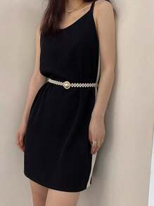 1pc Faux Pearl Decor High-Quality Elastic Waist Belt, Suitable For Daily Dress Matching Summer, School