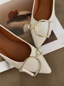 Women's Flats With Elongated Toe Comfortable Elegant Offwhite - trắng - Xem 1