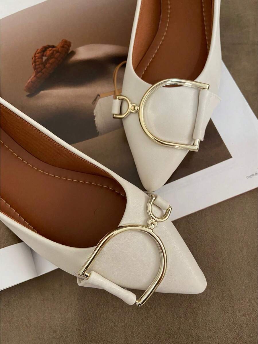 Women's Flats With Elongated Toe Comfortable Elegant Offwhite - trắng - Xem 1