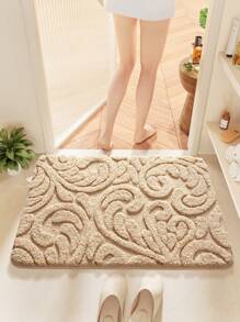 DAJIANG 1 件加厚毛绒卡通植物浴室垫，柔软吸水，适用于教室、浴室，底部防滑，可机洗，适用于客厅、梳妆台、浴缸、淋浴房、水槽，卡其色，家居装饰，玄关、浴室、厨房 - 卡其色 - 查看 12