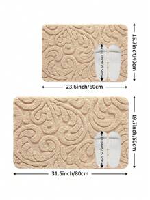 DAJIANG 1 件加厚毛绒卡通植物浴室垫，柔软吸水，适用于教室、浴室，底部防滑，可机洗，适用于客厅、梳妆台、浴缸、淋浴房、水槽，卡其色，家居装饰，玄关、浴室、厨房 - 卡其色 - 查看 3