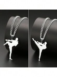 1入不鏽鋼運動項鍊 – 男子拳擊、跆拳道、踢拳動作時尚鍊，男女皆宜 - 動作系列 - 查看 11