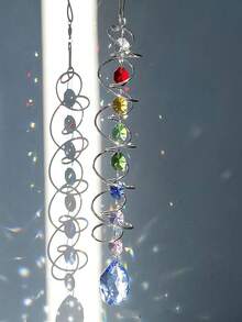 1pc Metal 3D Rotating Crystal Wind Chime Pendant, Garden Decor - Blue Crystal Ball - View 4