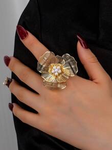 1 对夸张双层花朵和人造珍珠耳钉，具有立体效果，欧美风格，情人节、妈妈、母亲、母亲节、礼物 - 花朵耳環 - 查看 13