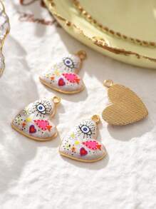 2/15 peças aleatórias multicoloridas góticas coração e mau-olhado charme, adequado para colar faça você mesmo, pulseira, brincos, chaveiro, corrente de telefone, casal presente jóias fazendo