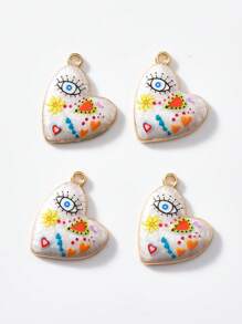 2/15 peças aleatórias multicoloridas góticas coração e mau-olhado charme, adequado para colar faça você mesmo, pulseira, brincos, chaveiro, corrente de telefone, casal presente jóias fazendo