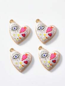 2/15 peças aleatórias multicoloridas góticas coração e mau-olhado charme, adequado para colar faça você mesmo, pulseira, brincos, chaveiro, corrente de telefone, casal presente jóias fazendo