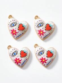 2/15 peças aleatórias multicoloridas góticas coração e mau-olhado charme, adequado para colar faça você mesmo, pulseira, brincos, chaveiro, corrente de telefone, casal presente jóias fazendo