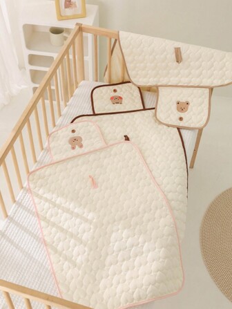 1 件米色尿布袋，带可折叠换尿布垫，便携且适合所有季节婴儿洗澡家庭装饰礼物