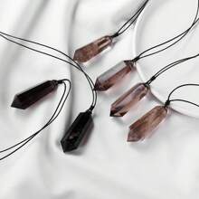 1pc Natural Chakra Stone Double Point Smoky Quartz Spiritual Pendant Healing Crystal Wand Energy Amulet Necklace Jewelry Gift Fathers Dad Gift 4th Of July Women