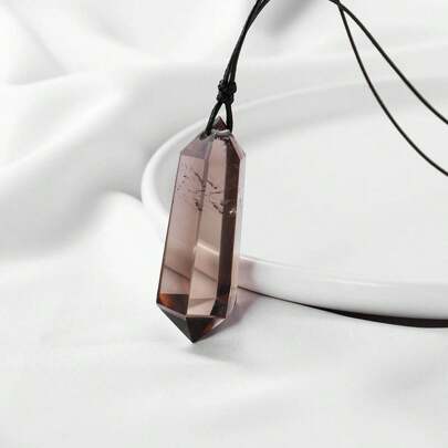 1pc Natural Chakra Stone Double Point Smoky Quartz Spiritual Pendant Healing Crystal Wand Energy Amulet Necklace Jewelry Gift Fathers Dad Gift 4th Of July Women