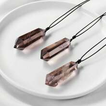 1pc Natural Chakra Stone Double Point Smoky Quartz Spiritual Pendant Healing Crystal Wand Energy Amulet Necklace Jewelry Gift Fathers Dad Gift 4th Of July Women