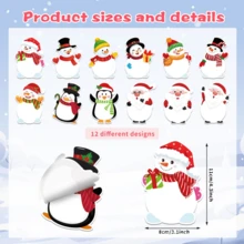 12 Kiểu/Túi, Giấy ghi chú hình người tuyết ngoài hành tinh Giáng sinh, Giấy ghi chú văn phòng phẩm, Chất liệu: Giấy offset đôi 80g, 12 Kiểu * 20 Tờ/Loại = 240 Giấy nhớ - Nhiều màu - Xem 8