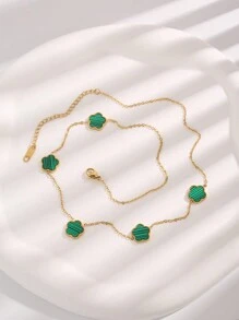 1Pc Fashion Stainless Steel Flower Decor Chain Necklace For Women For Daily Life Valentines,Mom,Mother,Mother's Day,Gift