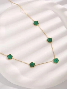 1Pc Fashion Stainless Steel Flower Decor Chain Necklace For Women For Daily Life Valentines,Mom,Mother,Mother's Day,Gift