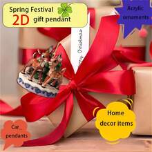 1pc Acrylic tuần lộc tình yêu đồ trang trí treo, trang trí gương chiếu hậu xe hơi 2D, trang trí cây thông Noel, phụ kiện móc chìa khóa, quà tặng ngày lễ cho người yêu - nhiều màu sắc - Xem 3