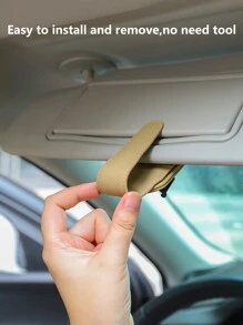 1pc Cute Cartoon Cat & Heart Shaped Magnetic Leather Car Sun Visor Clip, Multi-Function Fashion Glasses Holder & Card Organizer - one-size - View 4