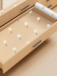 1卷雏菊图案厨房橱柜垫，无粘性抽屉垫，防滑冰箱垫，EVA防水冰箱垫/橱柜垫/简易餐垫。家用除湿器，春夏精选，伴娘礼物，房间/卧室装饰，海滩/旅行，男士/女士适用，度假 - 彩色 - 查看 3