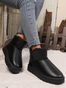 New Oversized Women's Cross-Border Winter Snow Boots, Thick Warm Waterproof Non-Slip Couples High-Top Ski Boots, Winter Chunky Sole Platform Fluffy Lined Outdoor Casual Boots - Black - View 2