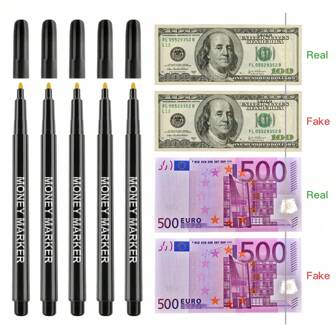 Verificación de moneda, bolígrafo para detección de billetes falsos, 1 bolígrafo mini portátil para detección de dinero, utilizado para verificar la autenticidad de billetes de múltiples países