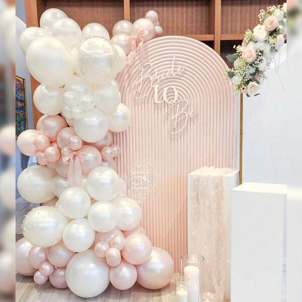 236 Peças Kit de Arco de Balão de Pérola Falsa - Branco e Rosa, Guirlanda de Pérola Falsa DIY para Revelação de Gênero, Noiva, Casamento, Aniversário, Chá de Bebê, Decorações de Festa, Natal