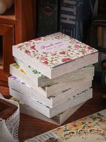 100 Stücke Fächer Form Blumen Garten Handtuch Aufkleber Material, dieses Vintage Notizpapier Material ist nicht selbstklebend