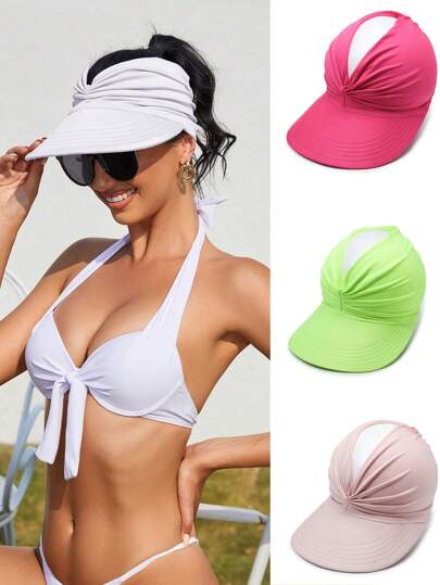 1pc Women's Minimalist Sun Hat, Beach Sun Hat With UV Protection And Foldable Brim, Suitable For Outdoor Sports, Beach, Golf, Hiking, Can Also Be Used As A Brimless Hat