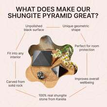 Shungite Large Pyramid | Polished Shungite Stone For Protection | Large Black Decor Pyramid 4 Inches (10 Cm) | Blocker For Home Office | Crystal Healing Pyramid For Meditation PP08 - 未拋光 - 查看 3