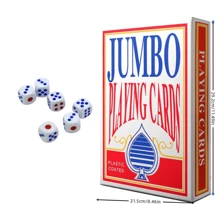 Cartas de juego gigantes de tamaño jumbo con 6 dados, baraja de póquer de tamaño exagerado para decoración de fiesta temática, mazo de juego de póquer enorme, idea de regalo creativa e interactiva - Rojo y blanco - Ver 14