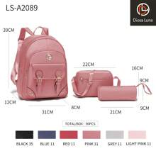 DIOSA LUNA Mochilas De Tres Piezas De Moderno Conjunto De Mochila Y Bolsas Mujer, Set Mochilas Para Dama - Rosa - Ver 1
