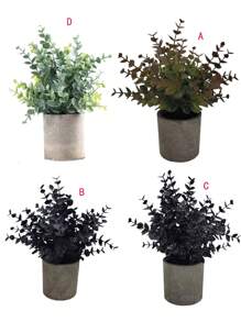 1 chậu cây nhân tạo, chậu cây nhân tạo bằng nhựa hiện đại cho gia đình - Màu xanh Ô liu - Xem 1