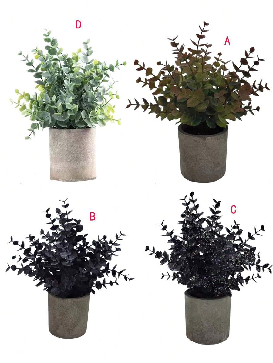 1 chậu cây nhân tạo, chậu cây nhân tạo bằng nhựa hiện đại cho gia đình - Màu xanh Ô liu - Xem 1