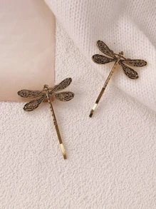 Premium Nature-Inspired Dragonfly Design Hair Clip, Side Bangs & Strands Hairpin - Multicolor - View 15